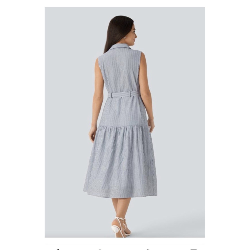 Halara V Neck Sleeves Midi Button Down Summer Vacation Dress Size Medium NWT - Picture 2 of 6